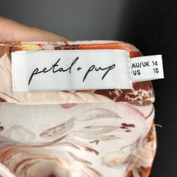 Petal & Pup Elena Floral High Low Midi Skirt 10 Orange Boho Chic Summer Party - Picture 3 of 9